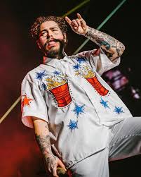 Post Malone Performs At The Bud Light Super Bowl Music Fest Dressed In A Custom Stay Chill Bill Shirt Post Malone Wallpaper Post Malone Post Malone Quotes