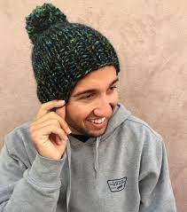 Blue Green Chunky Knit Hat Slouchy Beanie Winter Hat Etsy Chunky Knit Hat Slouchy Winter Hat Winter Hats