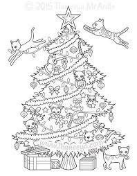 Christmas Tree Cats Coloring Page By Thaneeya Christmas Coloring Books Coloring Pages