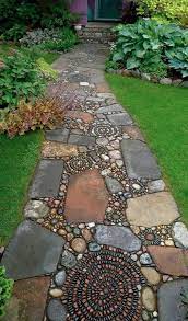Mixed Material Mosaic Walkway Backyard Stone Garden Paths Garden Paths