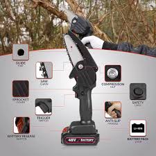 Ripley - MOTOSIERRA ELECTRICA 48V INALAMBRICA CON 2 BATERIAS + 2 CADENAS