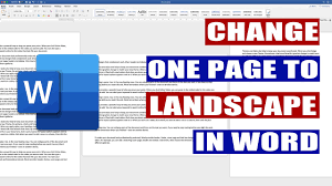How do you make it landscape on microsoft word 2010? Change One Page To Landscape In Word For Pc Mac Microsoft Word Tutorial Youtube