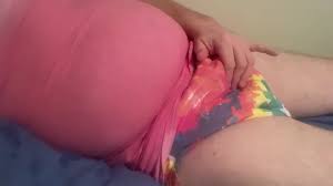 ABDL Adult Baby Plays with Lovense Ridge Toy In Tie Dye Diaper LittleForBig  Golden Shower POV HD