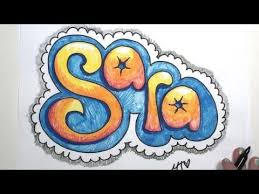 How To Draw Graffiti Bubble Letters Sara Name Design Mlt Youtube Word Art Drawings Name Art Projects Graffiti Drawing