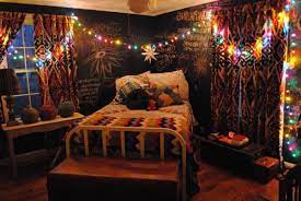 This stunning mural is the perfect way to bring a pop of colour to a neutral space and bring a sense of serenity to your home. Bedroom Themes Hippie Bohemian Bedroom Ideas On A Budget 9 Christmas Lights In Bedroom Hipster Room Hippie Bedroom Decor