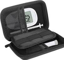 Small Diabetic Supply Travel Case - Eva Hard Organizer for Glucose Monitor  & Diabetes Testing Kit (Black