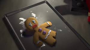 The gingerbread man has been mended somewhat and now has one leg and walks with a candy cane cane. Yarn You Can T Catch Me I M The Gingerbread Man Shrek 2001 Video Clips By Quotes 1d8c80c4 ç´—