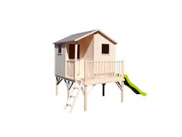 Lit cabane superposé toboggan et plateforme mathy by bols laqué blanc. Soulet Tiphaine Cabane Enfant Sur Pilotis Toboggan Vert Hubo