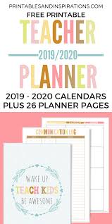 2020 2021 Teacher Planner Free Printable Printables And Inspirations Teacher Lesson Planner Teacher Planner Teacher Planner Free