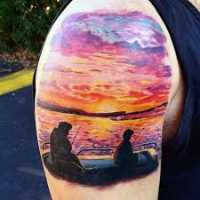 90 Sunset Tattoos For Men Fading Daylight Sky Designs Love the swirls on the sky.saving this one for the swirls.