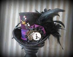 Purple And Black Mini Top Hat Mad Hatter Hat Alice In By Chikibird 65 00 Steampunk Hat Mad Hatter Hats Steampunk Top Hat