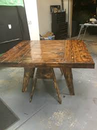 This Is The 1st Custom Wood Dining Table We Made Wood Burnt And Lacquer Finish We Used Saw Horses Fo Custom Wood Dining Table Wood Dining Table Dining Table