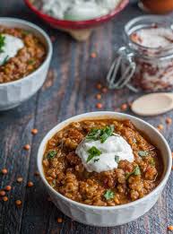 Spicy Mexican Red Lentils Recipe Easy Vegetarian Chili Alternative Recipe Red Lentil Recipes Lentil Recipes Easy Vegetarian Chili Easy