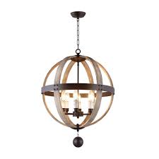 But in case, you want to add more lights or change the. 6 Light Rustic Metal And Natural Wood Candle Style Globe Chandelier Lz06 6 The Home Depot