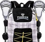 Thorza Lacrosse Backpack with Stick Holder and Multi Pocket Equipment Storage for Gloves, Cleats, Pads, and Goalie Gear - Large Capacity, Game,