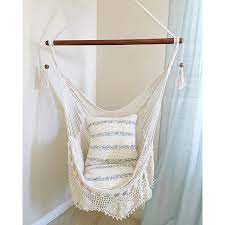 Cctro indoor hanging rope hammock chair swing porch. Hanging Hammock Chair With Macrame Solid Color Swing Chair Mission Hammocks Hanging Hammock Chair Hammock Chair Swinging Chair