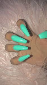 A neat aztec pattern alternates design and color. Nails Acrylics Long Nails And Mint Green Image 6329109 On Favim Com