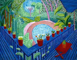 A pioneer of the british pop art movement in the early 1960s alongside richard hami… Rot Topfe An Der Garten Von David Hockney Wahooart Com