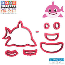 Cortador Pasta Americana Festa Infantil Tubarao Baby Shark Completo Nadando Deitado Perfeito Doce Impresso Cortador De Massas Magazine Luiza