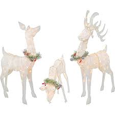 Make an instant festive statement with our large warm white twinkling reindeer christmas light. Amazon Com Alpine Corporation Outdoor Indoor Rattan Grazing Reindeer With Lights Christmas And Holiday Decoration For Yard 24 Inches Garden Outdoor