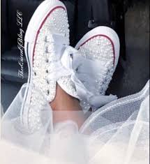 White Wedding Converse For Bride Pearl Converse Bride Etsy Wedding Sneakers Converse Wedding Shoes Bride Converse