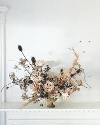 Beige Blush Tan Brown Floral Arrangement Of Foraged Thistle Grass Sea Oats Sedum Dried Flower Arrangements Flower Arrangements Faux Flowers Arrangements