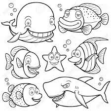 Sea Animals Drawings Cartoon Sea Animals Coloring Books