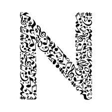 Looking for music notes fonts? N Letter Made Of Musical Notes On White Background Alphabet For Art School Trendy Font Graphic Decoration Tasmeemme Com