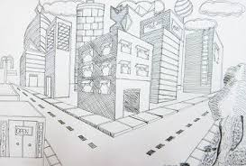 Upper School Art Grades 7 12 Two Point Perspective Building Drawing Perspective Building Drawing Point Perspective Building Drawing