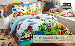 Jungle themed bedroom for toddlers. 3 Piece Toddler Bedding Sets For Boys Twin Twin Xl Utopia Bedding Super Soft Jungle Theme Animals Kids Comforter Set Bedding Linen Home Urbytus Com