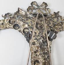 19th Century Floral Repousse Sterling Silver Double Picture Frame, 1890s  for sale at Pamono