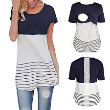 Maternity T Shirt Lace Splice Pregnant Nursing Tank Top Baby Bump Tee Pajamas Double Layer Breastfeeding Pregnancy Basic Top Xl Navy