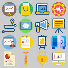 icon set about digital marketing with keywords route location