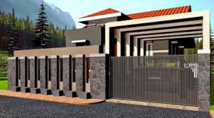 Matahari berwarna emas sebagai kombinasi warna hitam, dengan separuh bagian pintu pagar ditutup fiber hitam transparan untuk menahan debu masuk ke pekarangan teras rumah. Model Desain Pagar Rumah Minimalis Yang Terbaik Promo Jitu Com