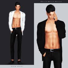 Open Shirt For The Sims 4 Roupas Sims The Sims 4 Roupas Sims