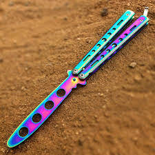 A balisong, also known as a fan knife, butterfly knife or batangas knife, is a type of folding pocketknife that originated in the philippines. Defender 8 75 Rainbow Butterfly Knife Folding Practice Trainer Training Tools