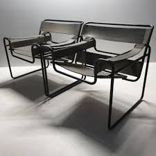 for sale pair of marcel breuer wassily b3 chairs with black frame olive green leather green leather chair green leather black frame