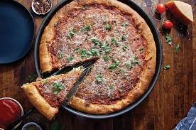 Stuffed Pizza King Arthur Flour A Thick 2 1 2 Double Crust Pizza Stuffed With Sausage Mozzarella And Your In 2020 Recipes Deep Dish Pizza Deep Dish Pizza Dough