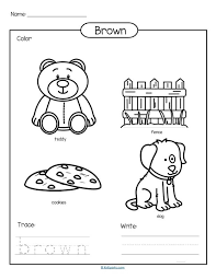 Color Brown Printable Color Trace And Write Preschool Colors Color Worksheets Teaching Colors