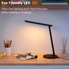 1 x led desk lamp with usb port (model: Taotronics Tt Dl13b Led Desk Lamp Eye Caring Table Lamps Dimmable Office Lamp With Usb Charging Port Touch Control 12w 5 Color Modes Philips Enabled Licensing Program Black Amazon Com