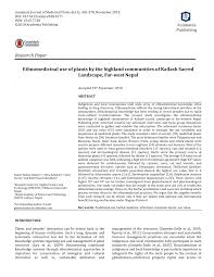 Pdf Ethnomedicinal Use Of Plants By The Highland Communities Of Kailash Sacred Landscape Far West Nepal