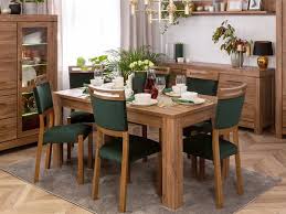 Our dining room furniture is a must have addition to any dining room. Modern Dining Room Set Extendable Table And 4 Wooden Chairs Green Oak Impact Furniture