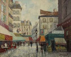 Marcel Brisson (French, b.1915) Paris Street Scene, Oil