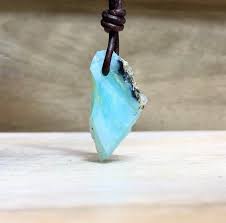 Rough Blue Peruvian Opal Andean Opal Necklace For Men Mens Gemstone Necklace Crystal Necklace For Men Husba Peruvian Opal Opal Necklace Rough Stone Jewelry