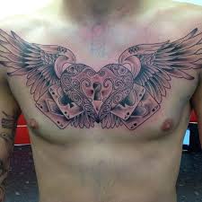 Angel wings chest tattoo is a great choice for women who want a picture design with a spiritual meaning. Cool Heart Wing Tattoo On Chest For Men Cool Tattoo Designs Wing Tattoo Men Chest Tattoo Wings Tattoos For Guys