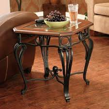 Aberdeen Traditional End Table Dark Cherry Metal Glass Walmart Com Glass Top End Tables Glass End Tables 4 Piece Coffee Table Set