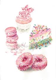 Birthday Collection Dessert Variety Food Illustration Etsy Dessert Illustration Food Illustrations Cake Illustration