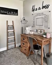 Modern lines merge with rustic accents in this contemporary desk. Work In Coziness 40 Farmhouse Home Office Decor Ideas Digsdigs