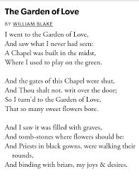 Poem The Garden Of Love By William Blake Romantic Poets William Blake Poems Blake Poetry