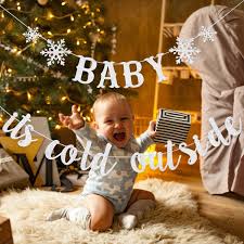 Buy Silver Glittery Baby It S Cold Outside Banner Winter Baby Shower Decorations Snowflake Baby Shower Decorations Winter Wonderland Birthday Decorations Christmas Party Decorations Online In Italy B0814klt99